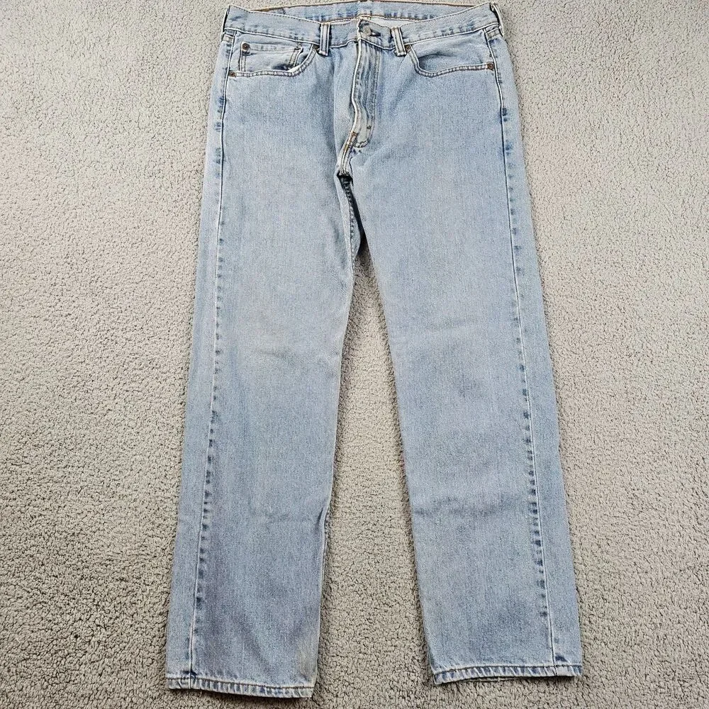 Levis 505 Jeans Mens 36x30 Blue Light Wash Regular Straight Work Skate Grunge